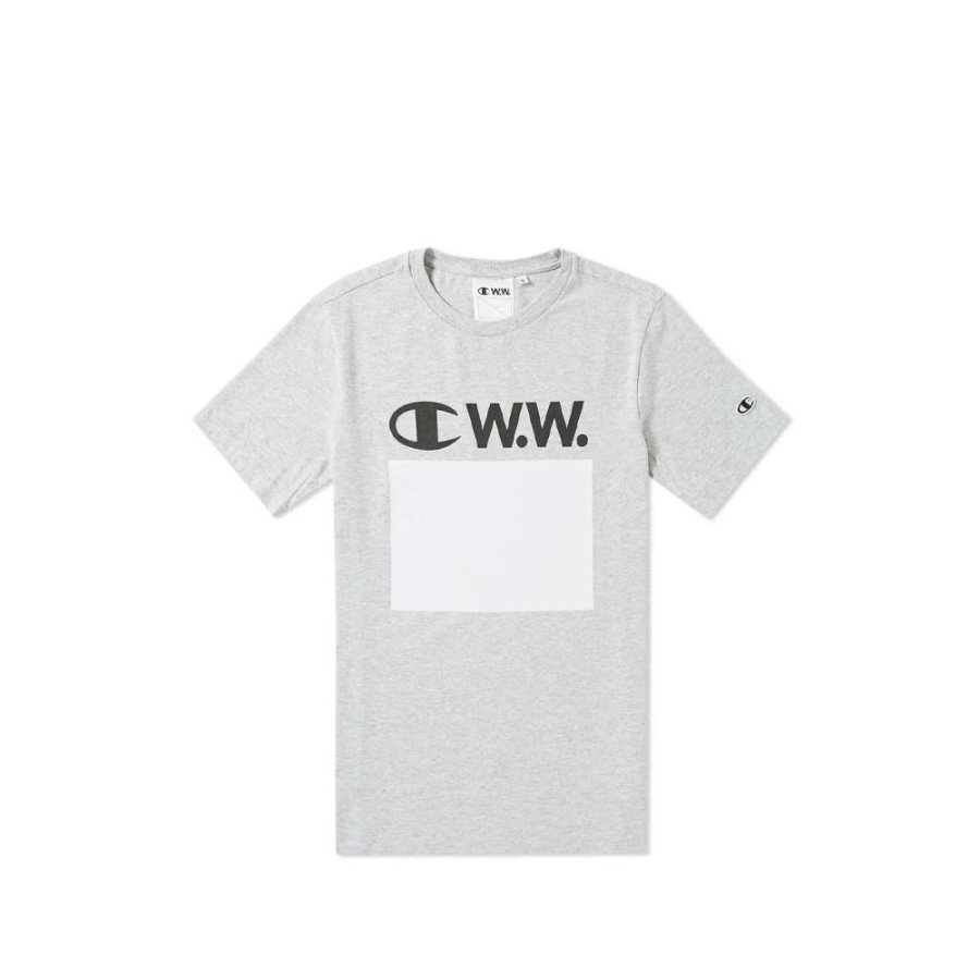 T-Shirts & Polo * | Wood Wood X Champion Alec T-Shirt Grey Melange 211085 Promotion