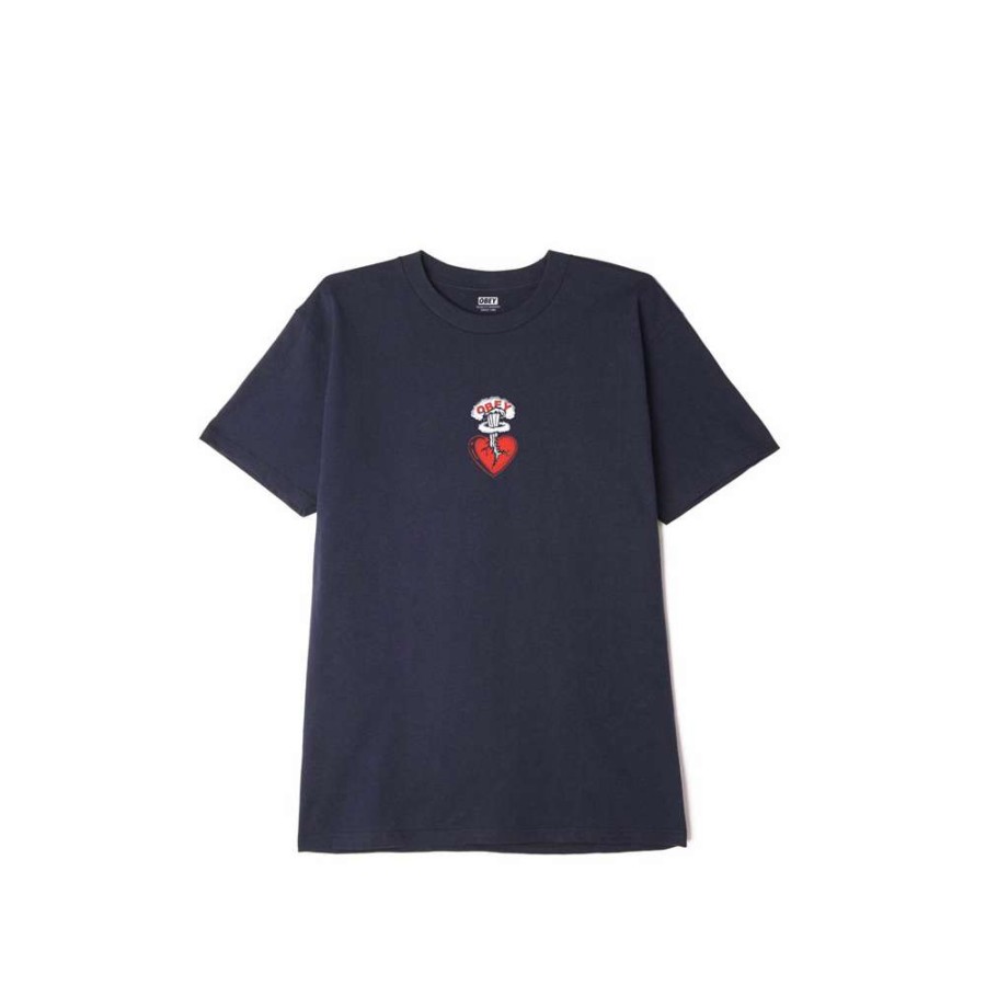 T-Shirts & Polo * | Obey Broken Heart Classic T-Shirt Navy 165262779 Promotion