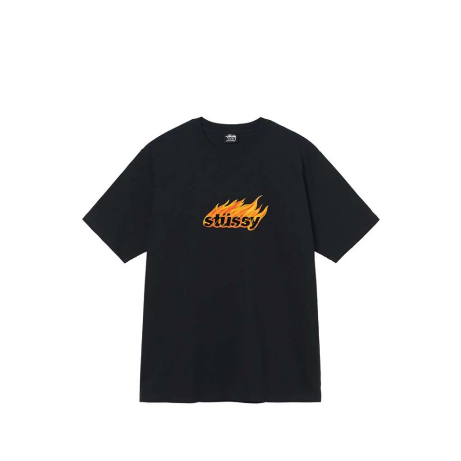 T-Shirts & Polo * | Stussy Flames Tee Black 1904763 Promotion