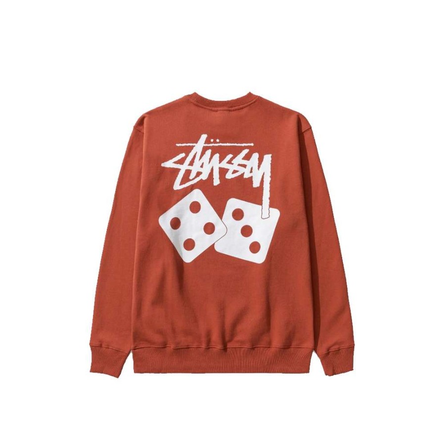 T-Shirts & Polo * | Stussy Dice Crew Sweatshirt Brick 1914721 Promotion