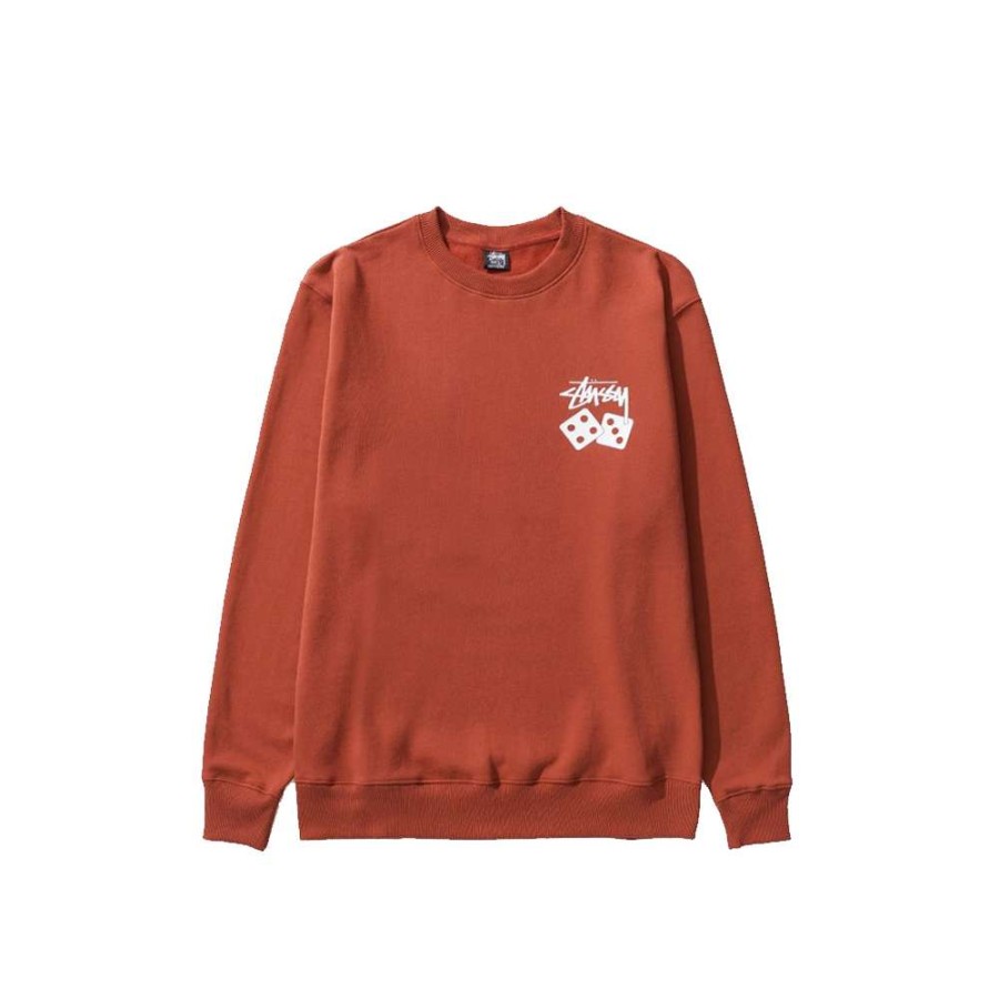 T-Shirts & Polo * | Stussy Dice Crew Sweatshirt Brick 1914721 Promotion