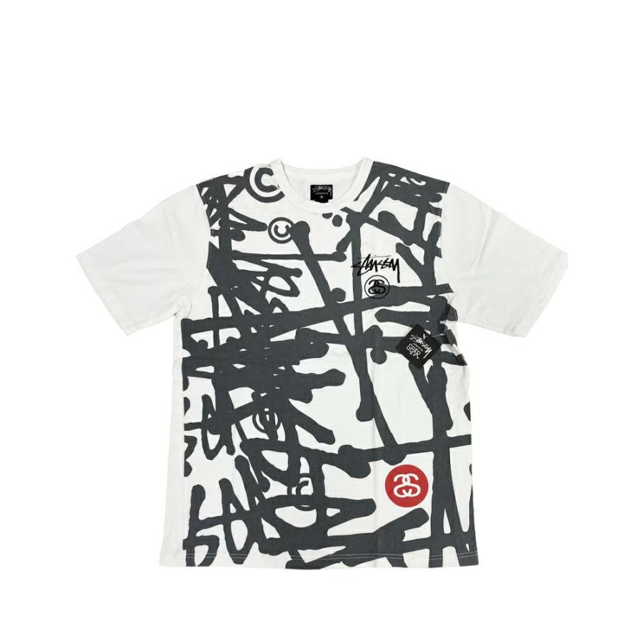 Heritage * | Stussy Stock Spash White / Black Tee Limited Edition Sale